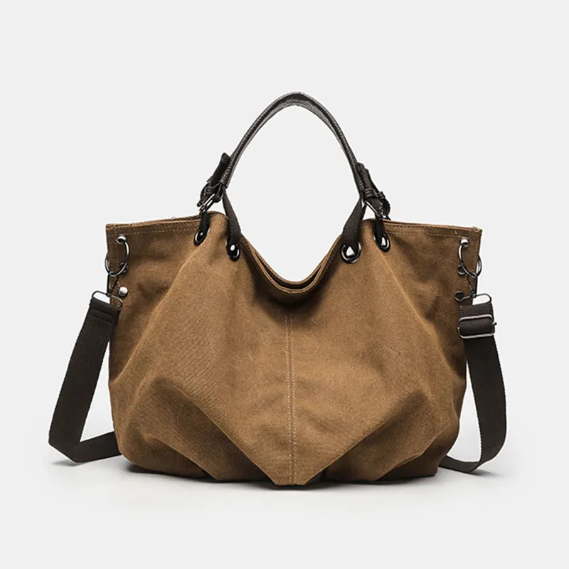 

Fashion Women's Tote Bag Large Capacity Canvas Women Shoulder Bag Versatile Casual Crossbody Bags Ruched Female Handbag