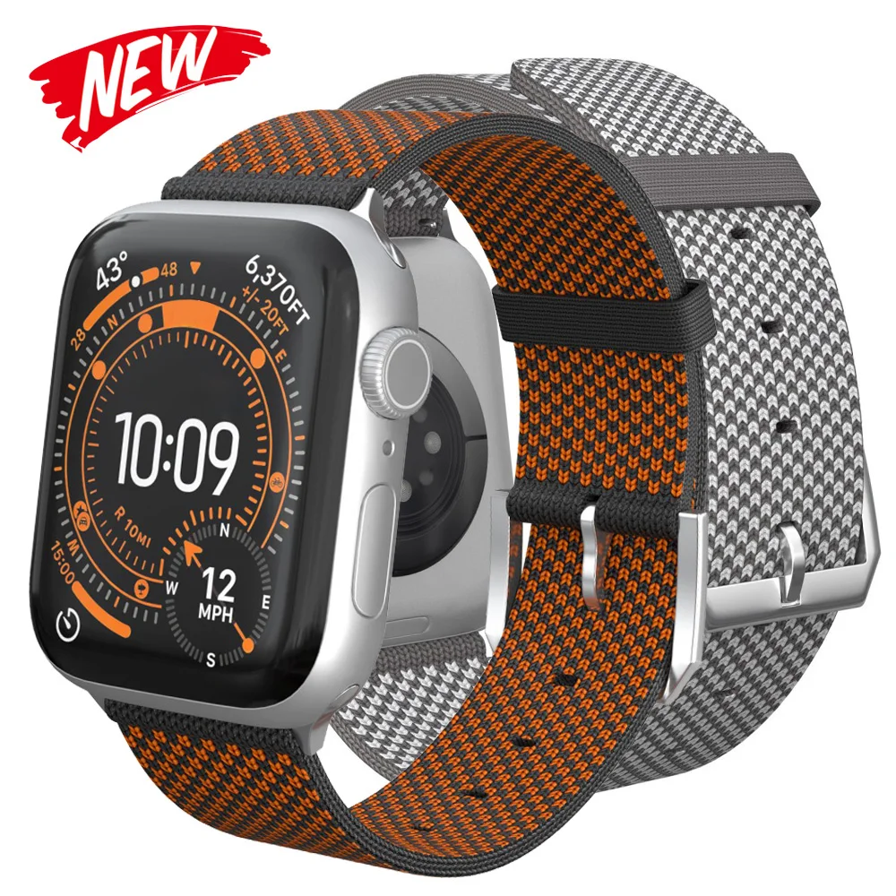 Two‑Section Braided Nylon Watch Band For Apple Watch Series Ultra3 SE3 49mm Soft Sport Wrist Strap for iWatch 11 10 42mm 46mm