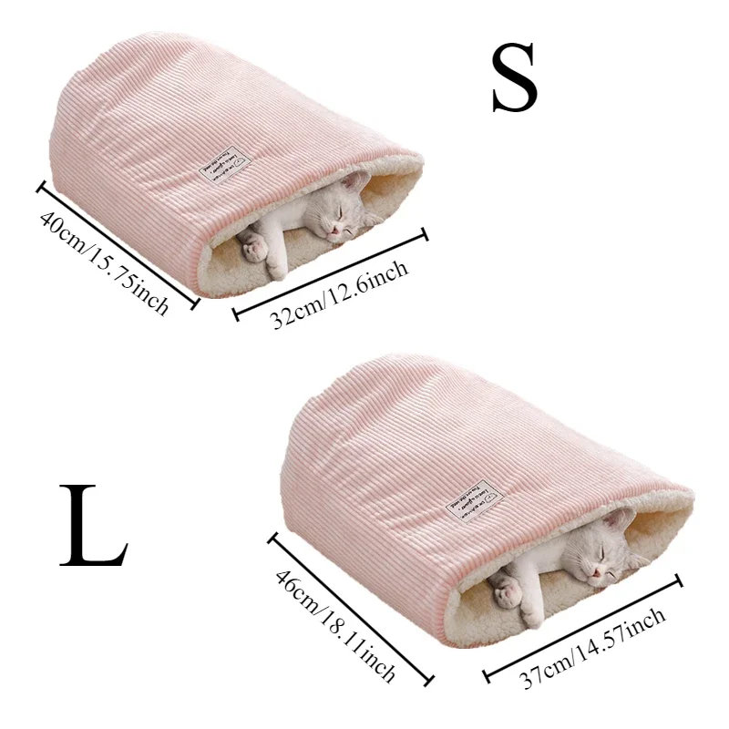 Thicken Plush Puppy Kennel Winter Warm Cat Sleeping Bag Dogs Bed Basket Soft Comfortable Pet Kitten Cave House Thicken Nest