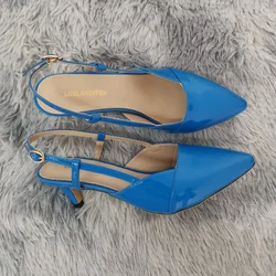 Women Sandals 2026 Summer Pointed Toes High Heels Sexy 5cm Low Heels Casual Back Strap Pumps Red Dance Wedding Shoes Large Size