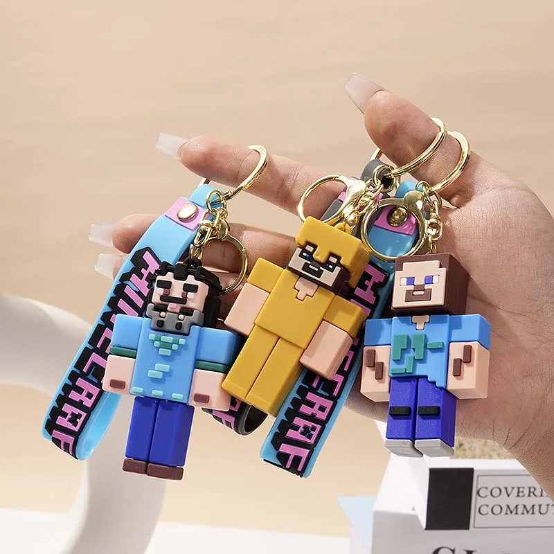 1/6pcs Minecraft Building Blocks Keychains, Block Man Pendants, Car Accessories Keychains, Jewelry Gifts