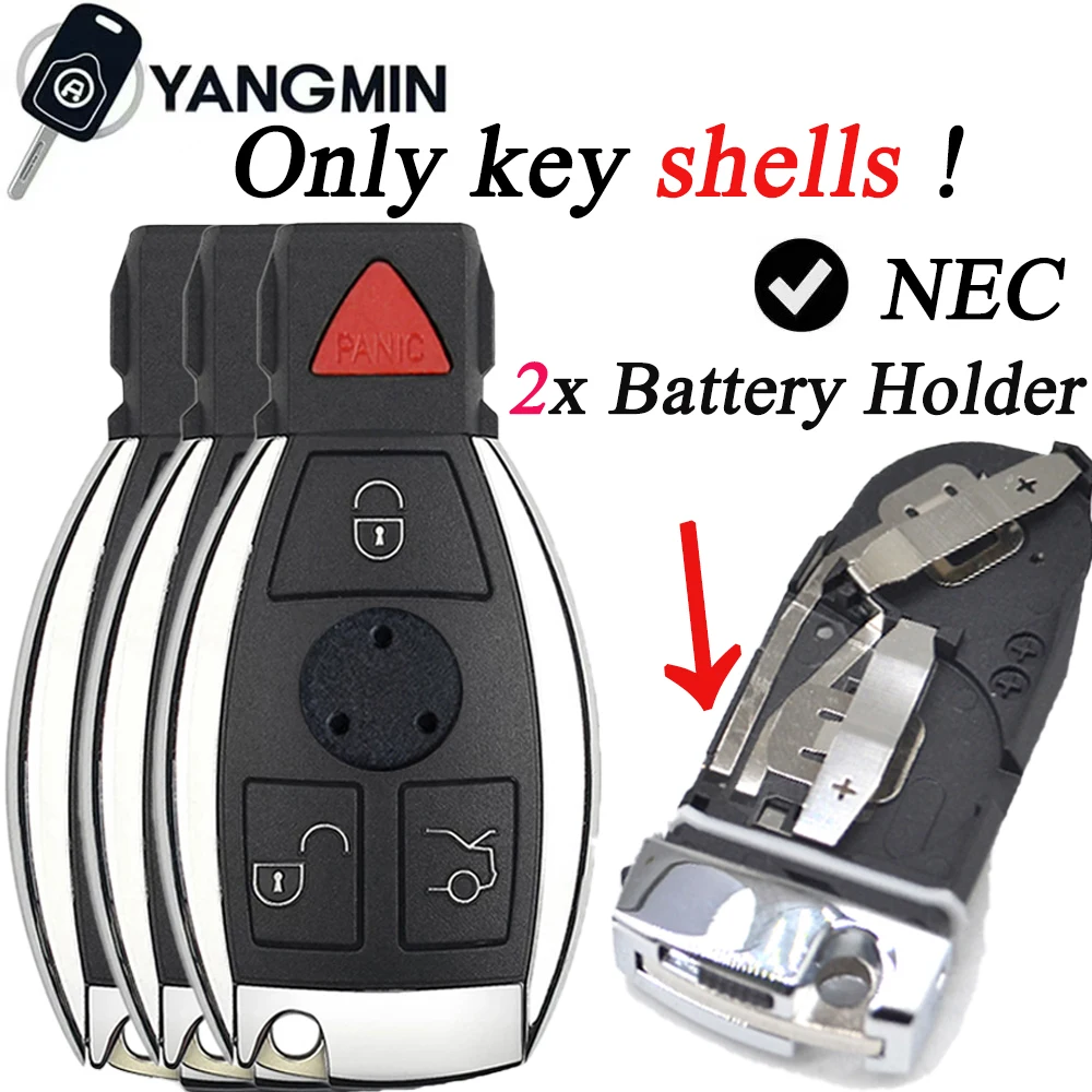 

YANGMIN Smart car key blank Shell replace 2/3/4 button double battery for Mercedes Benz A C E S CL GL SL CLK SLK key Case NEC