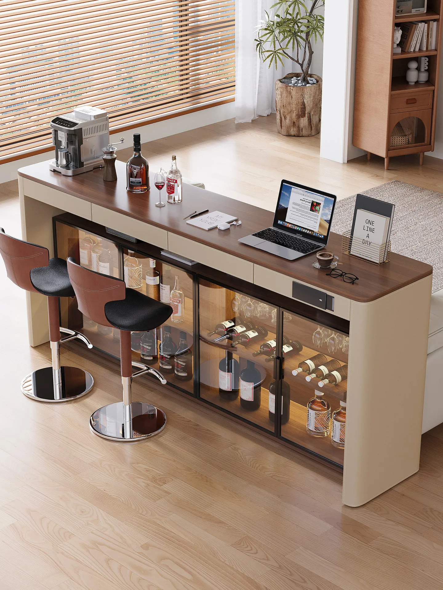 

PYJ modern simple dining side cabinet, living room storage glass door with storage partition cabinet