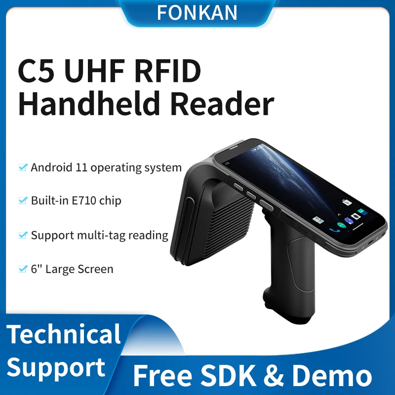 

Chainway C5 Android 11 4 ГБ + 64 ГБ RFID UHF 2D-сканер дальнего действия 860 МГц-960 МГц Ручной считыватель Impinj E710 с Bluetooth 5.0