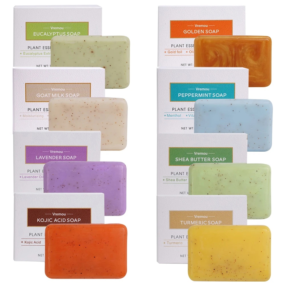 Kojic Acid Soap,Turmeric Soap,Plant Essential Oil Cleansing Soap, Improve Dull And Rough Skin,8 Pack Fragrance Series Soap