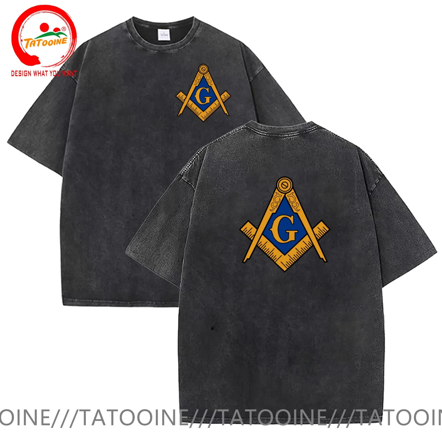 

Vintage Washed Cotton T-Shirt Freemasonry-Inspired Mason Logo and symbol T Shirt Men Summer Casual T Shirt Soft Fashion TeeShirt