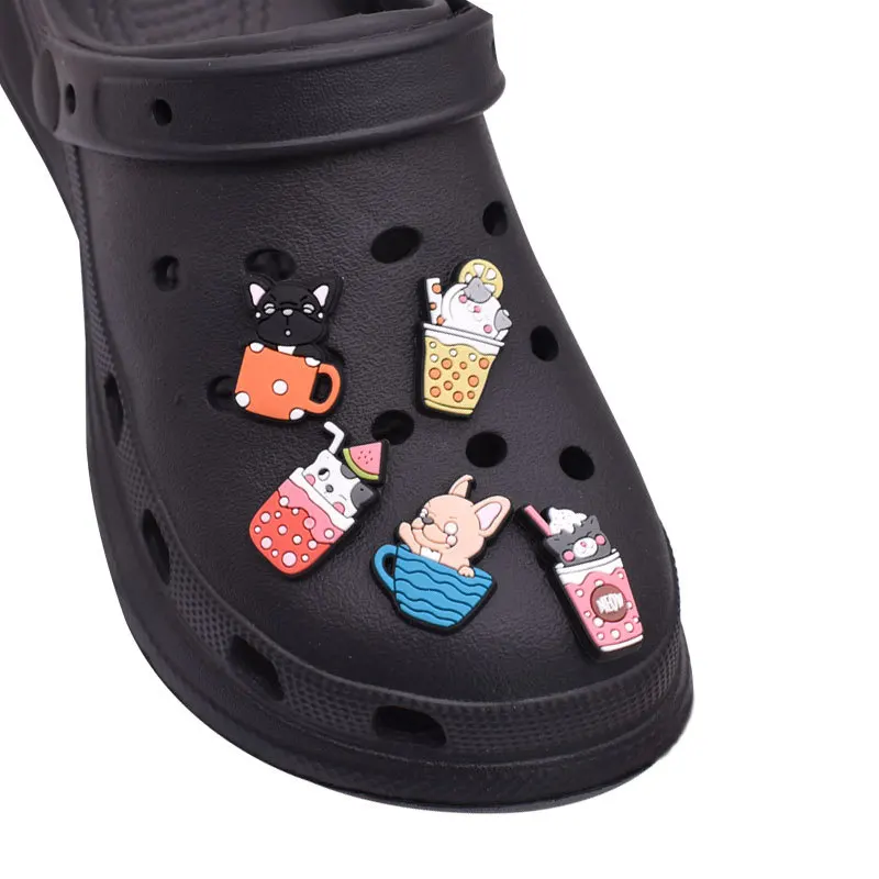 Cute Cup Dog Shoe Charms for Crocs Accessories Charms Pin Shoe Decoration Kids Adult Christmas Party Gifts