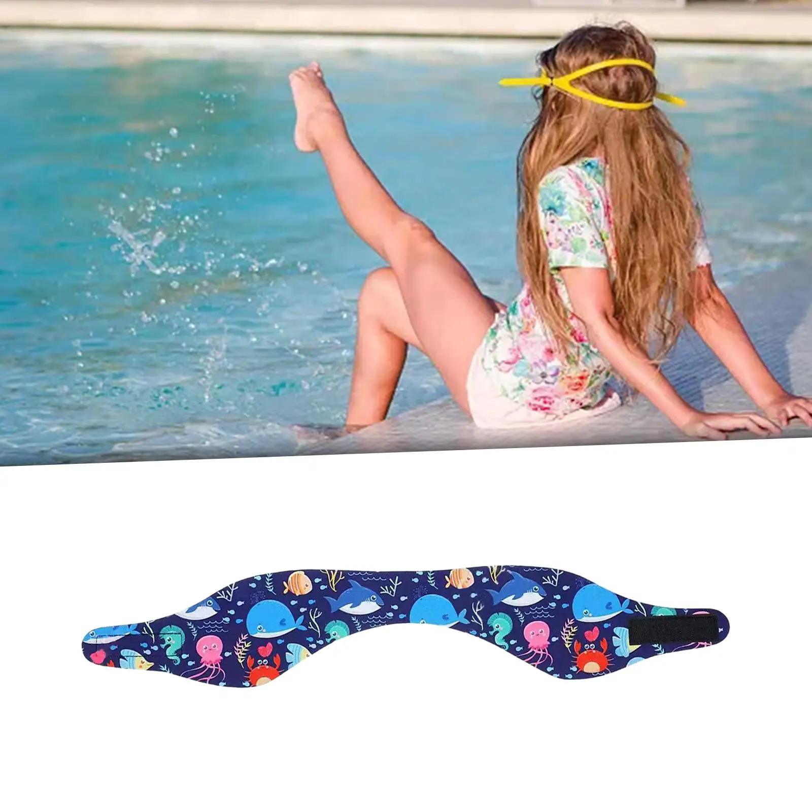 قابل للتعديل السباحة عقال للأطفال الكبار الأطفال النيوبرين السباحين مقاوم للماء الأذن رباط شعر للرجال النساء