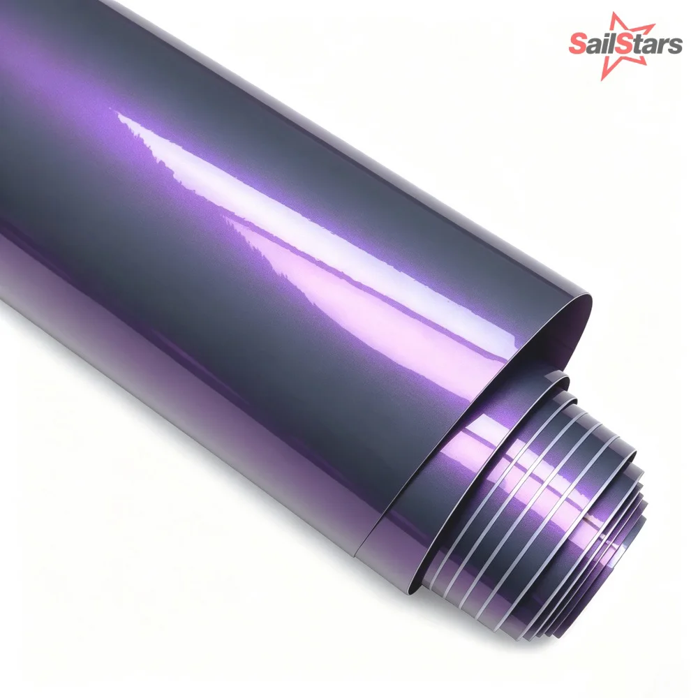 Glossy Magic Candy PET Vinyl Wrap Film Grey Purple Waterproof Decal Chameleon Car Wrapping Car Accessories Motorcycle