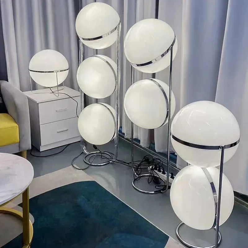 

Designer LED Floor Lamp Nordic Living Room Standing Light Bedroom Bedside Hotel Room Shop Decor Modern Silver Metal Floor Lights