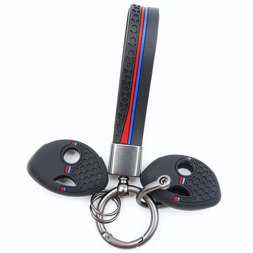 For BMW K1200R R1200RT K1300R S1000RR F650GS F800GS F800ST Silicone Car Key Fob Cover Lanyard Key Ring Easy Install
