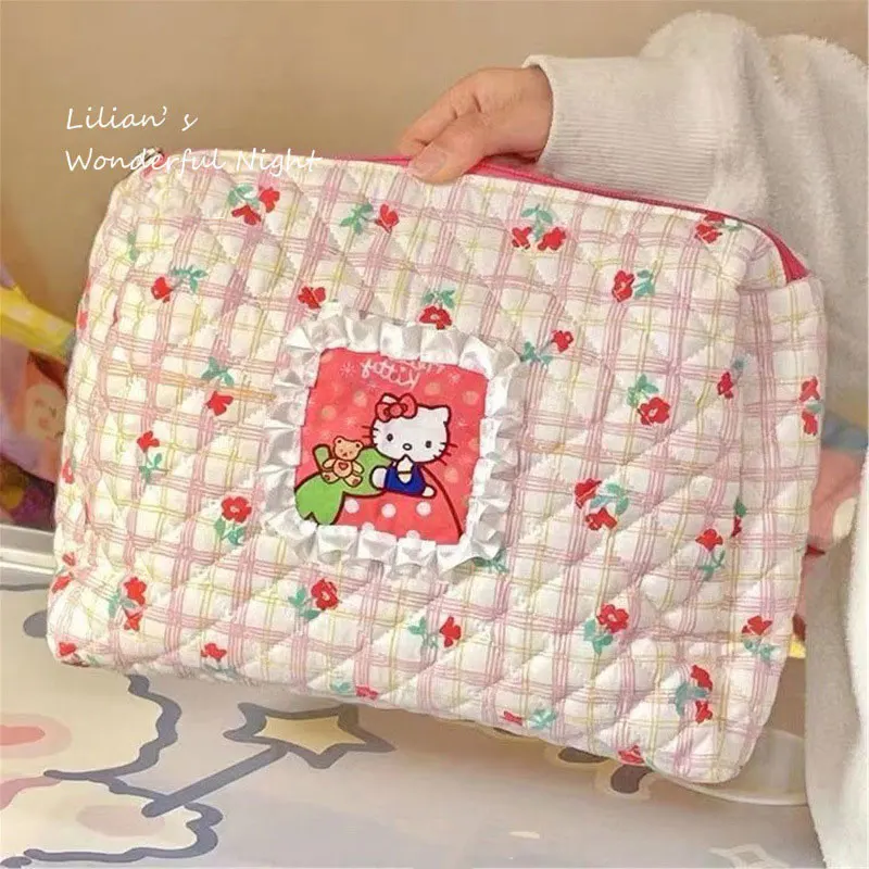 Sanrio Hello Kitty Makeup Bag Portable Travel Cosmetic Bag Anime Kawaii Large Capacity Skin Care Products Storage For Girl Women