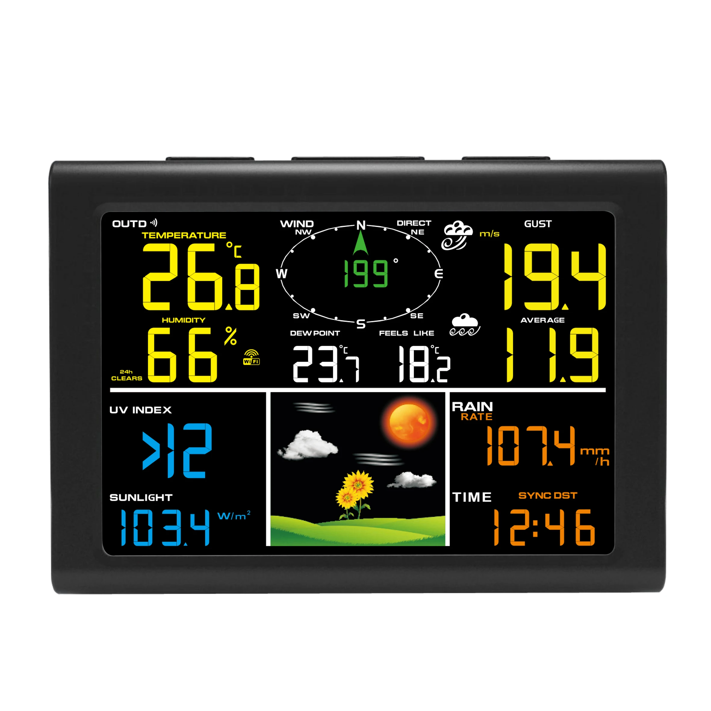 0832 WiFi Forecast Wireless Weather Station With Anemometer Thermometer Weather Data Upload to weathercloud