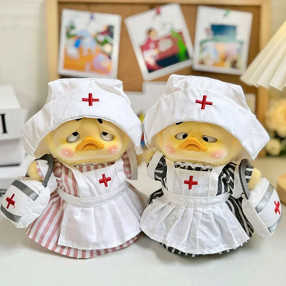 Mini Clothes for Yellow Duck Doll for Annoying Duck for Upset Duck Series Striped Nurse's Uniform Set Clothes Dolls Accessories