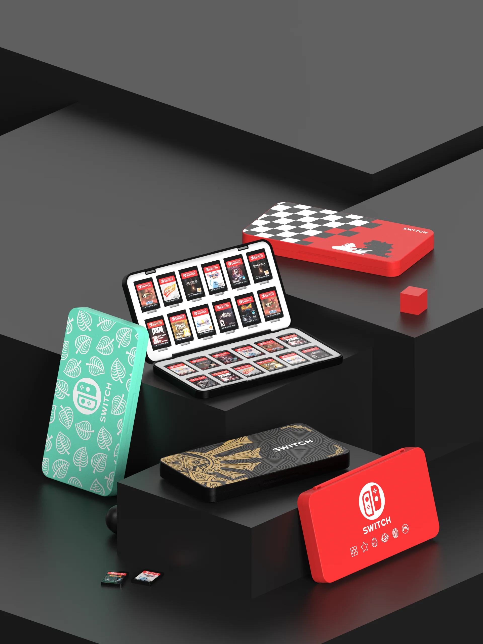 ニンテンドースイッチ用データカエルカードホルダー,チップ収納ボックス,ゲームケース,OLEDカートリッジボックス,24 in 1