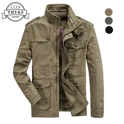 Plus Size 7XL 8XL Jacket Men Spring Autumn Cotton Outdoor Multi-pocket Mens Jackets Casual Coat Male Chaqueta Hombre