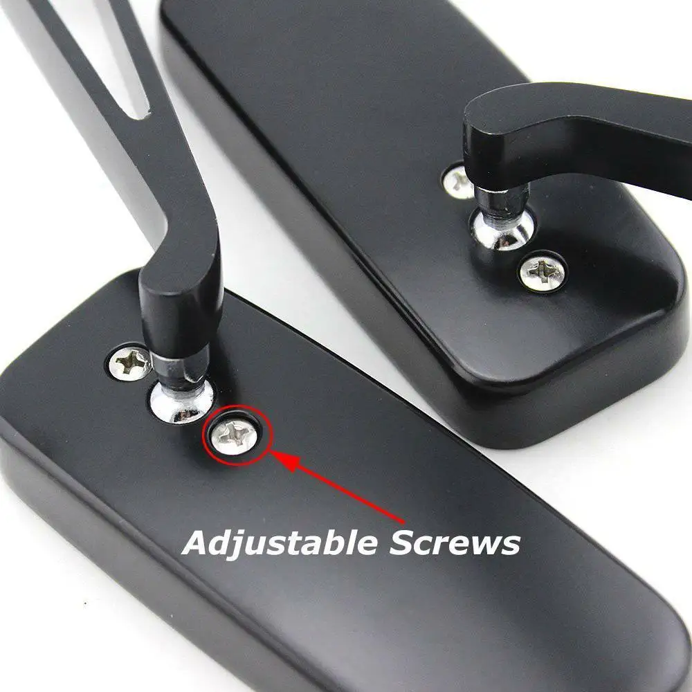 Black Rectangle Motorcycle Mirrors For Harley Cruiser Bobber Chopper Softail Sportster