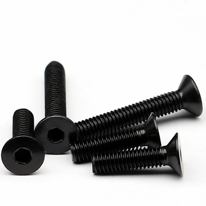 Tornillo de cabeza avellanada CSK plana, 25/30 perno hexagonal de acero inoxidable, M3, M4, M5 x 5/6/8/10/12/16/20/304, color negro, DIN7991