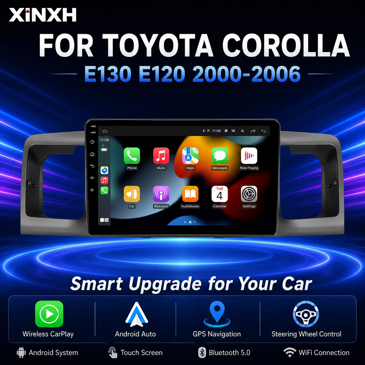 for Toyota Corolla E130 E120 2000-2006 Android  Car Radio Multimedia Player Navigation GPS wireless Carplay 2din Stereo Dvd