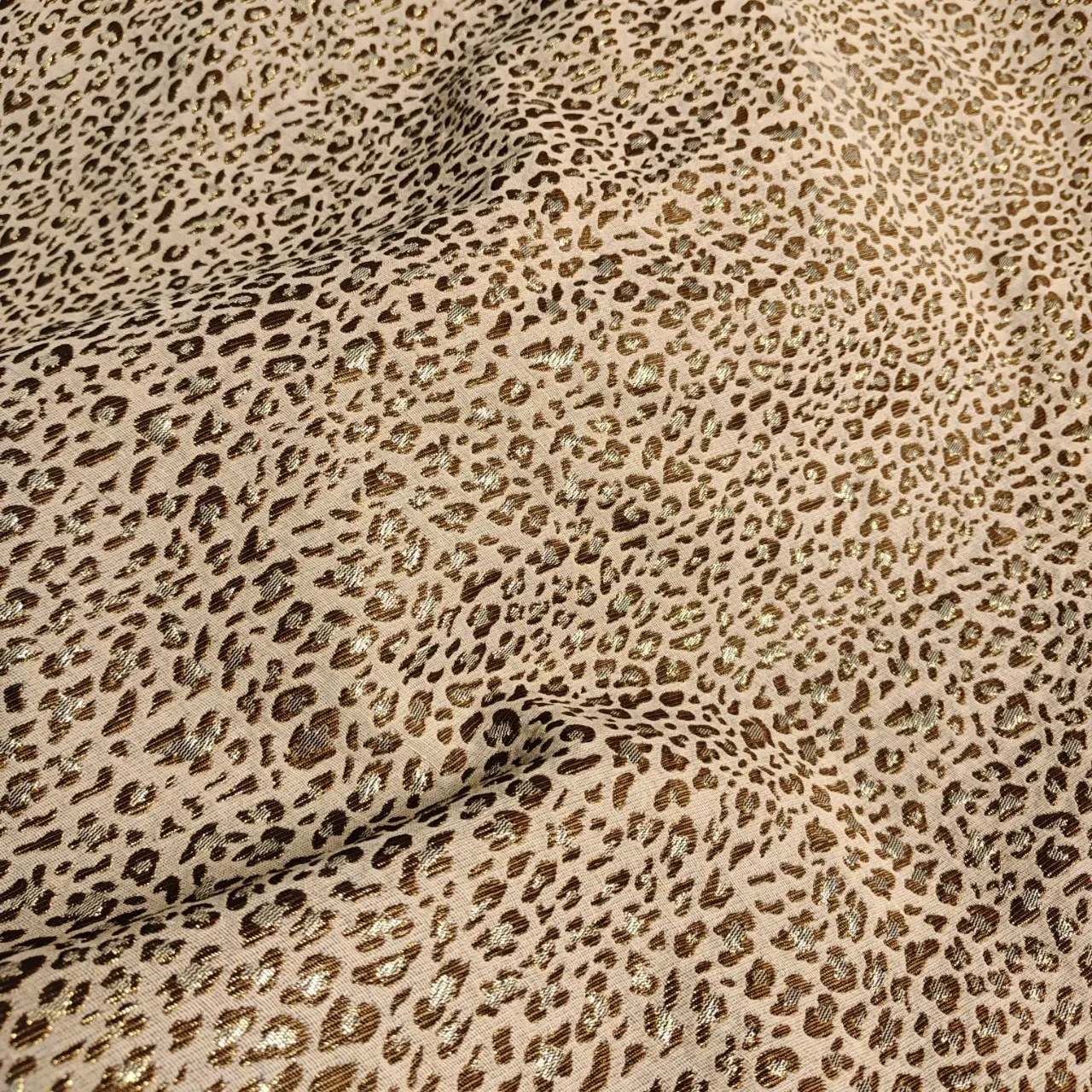 Embossed Jacquard Fabric Bronzing Gold Leopard Design Sewing Material Cheongsam Dress Garment Fabric 140cm Sold By Meter