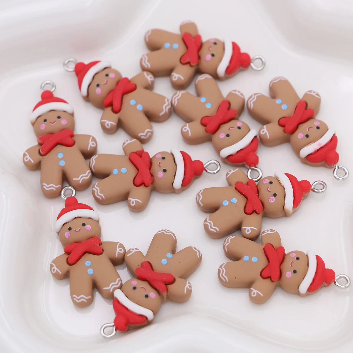 10pcs Resin Gingerbread Charms Christmas Pendant for DIY Jewelry Making DIY Necklace Bracelet Earrings Key Chain Accessorie - Image 6