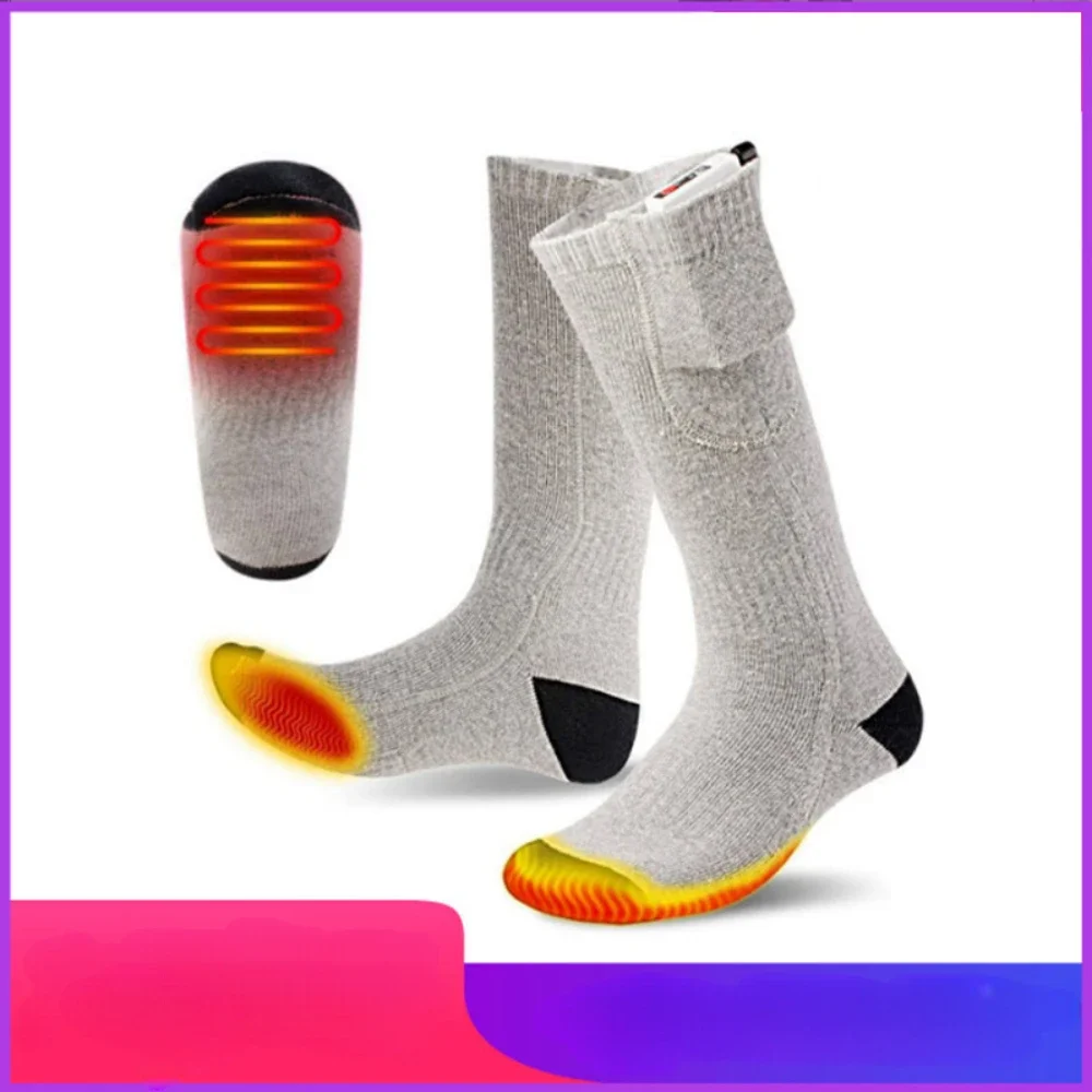 

Rechargeable Winter Elderly Health Heating Socks USB Heated Sock Warmth Outdoor Heated Boots Ski Foot Cold Resistant Cotton Sock