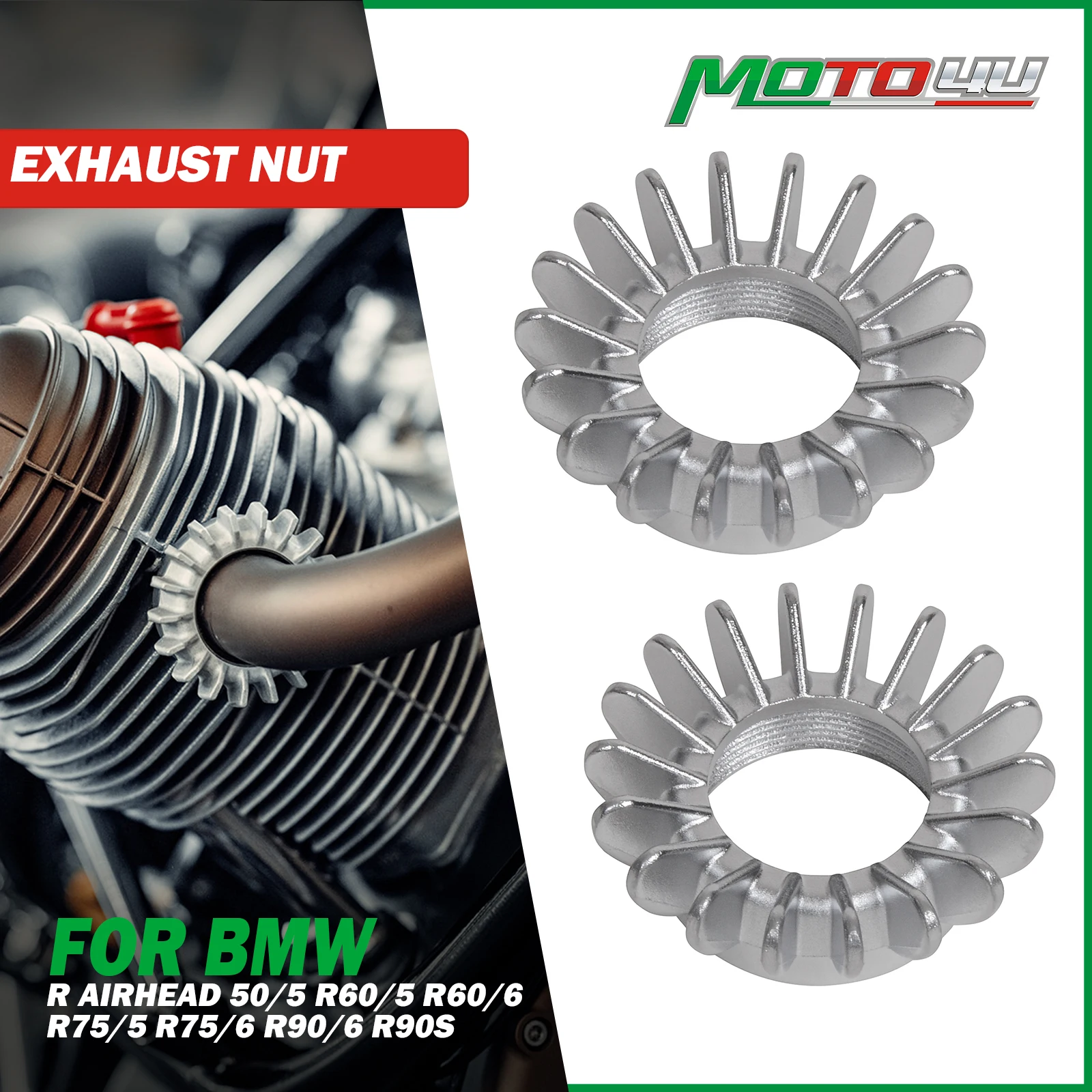 

MOTO4U For BMW R Airhead 50/5 R60/5 R60/6 R75/5 R75/6 R90/6 R90S Exhaust Nut 2PCS Cafe Racer Motorcycle exhaust pipe nuts