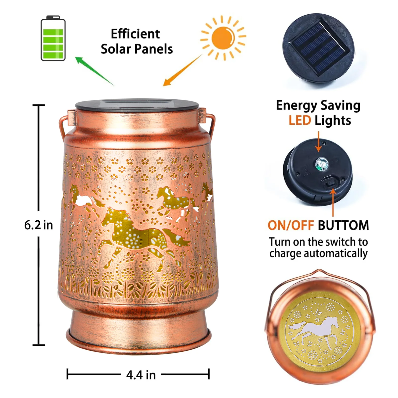 ไฟโซลาร์รูปม้า ของขวัญสำหรับคนรักม้า ของขวัญวันเกิด วันคริสต์มาส วันแม่ ไฟตกแต่งโลหะสำหรับลานบ้าน