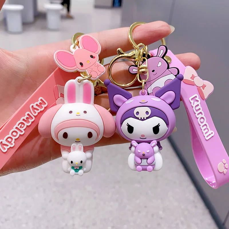 サンリオ キャラクター キーホルダー クロミ シナモロール ソフトプラスチック製 ぬいぐるみ 女の子 バッグペンダント 可愛い アニメ 車 キーホルダー ペンダント 小物ギフト