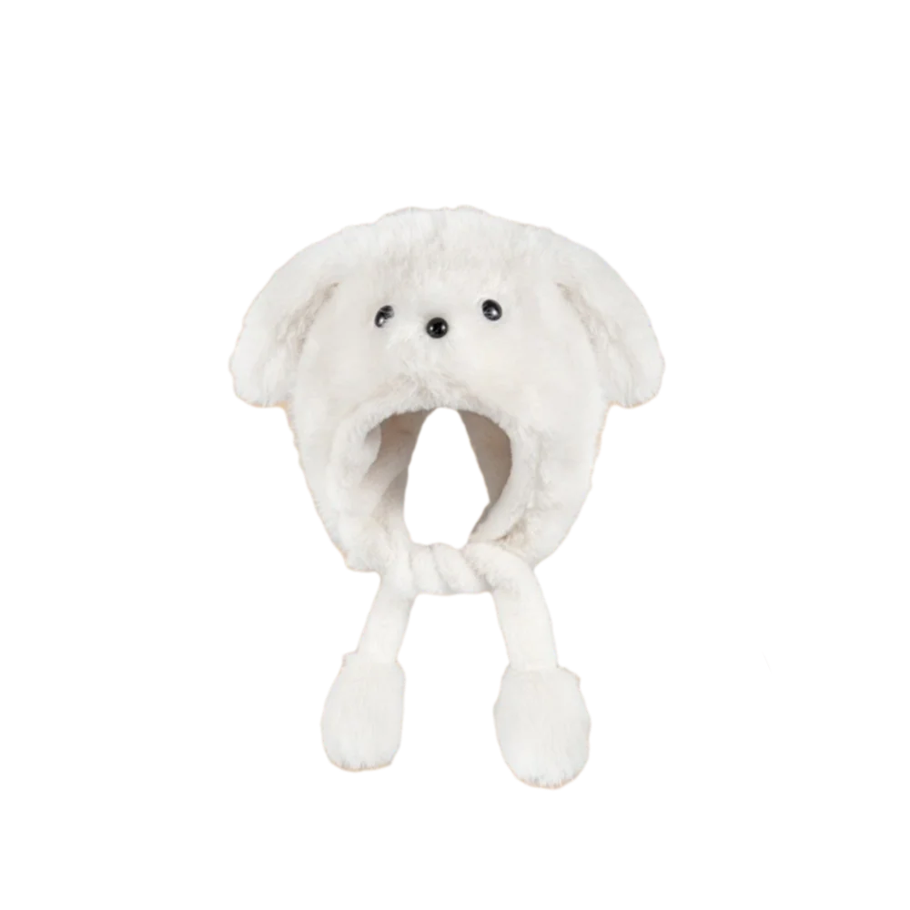 

Casual Cartoon Movable Puppy Ears Hat Windproof Thickened Fluffy Lei Feng Hat Kawaii Ear Protection Woolen Hat Outdoor
