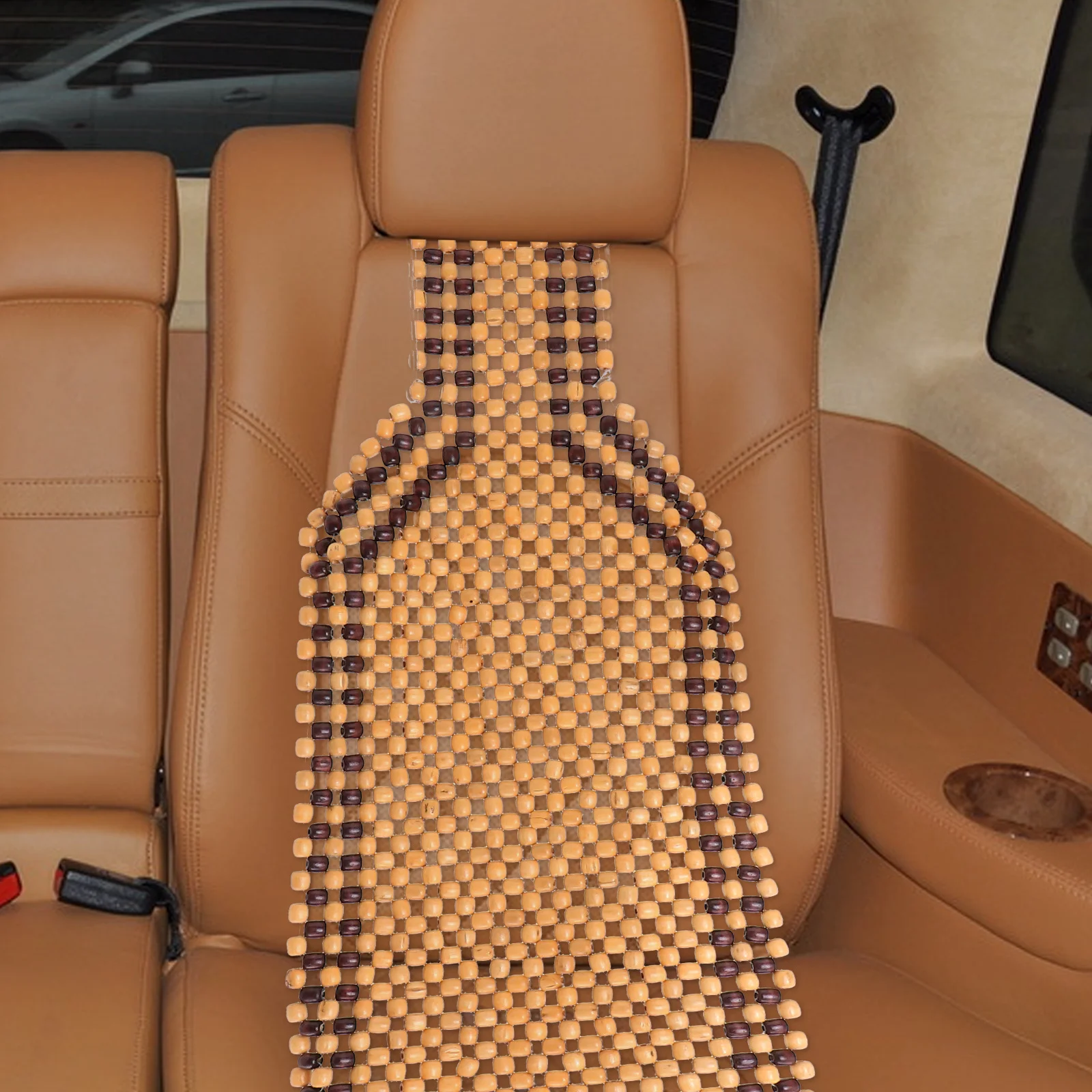

1Pcs Car Wood Beaded Seat Cover Cushion with Air Circulation Gaps Summer Cooling Massaging Pad for Driving Fatigue Relief