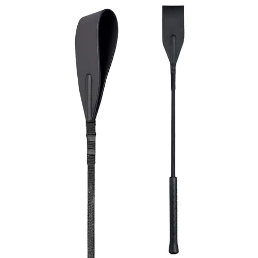 

Leather g Crop for Horses, Equestrian Horseback Double Slapper Faux Leather Horse Crop, 17" Black