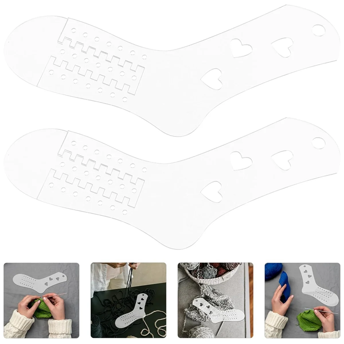 N88R 2PCS Sock Blockers for Knitting, Acrylic Adjustable Sock Model Woven Socks Template Stocking Display Mold