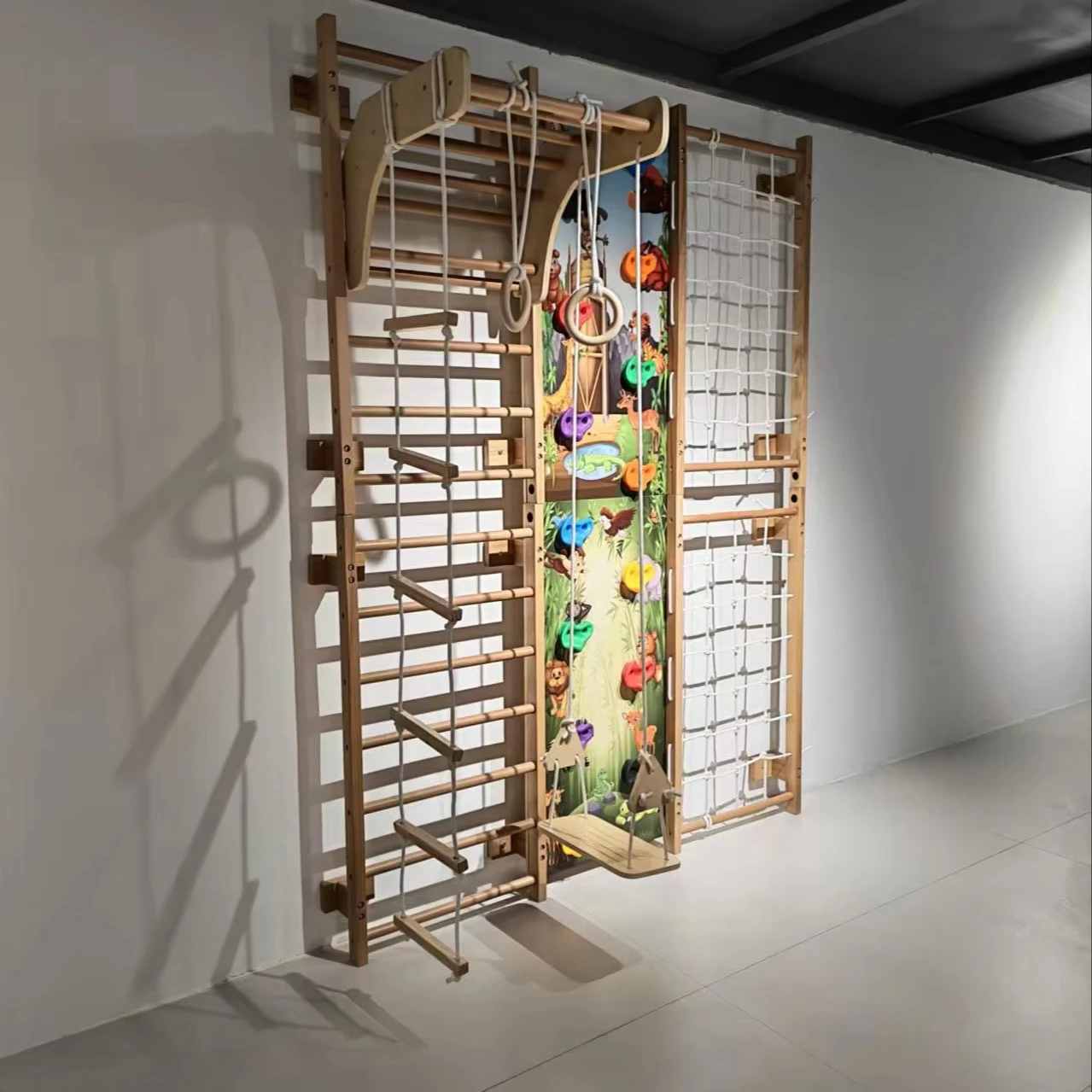 

Factory Wholesale 9 in 1 Climbing Wall Games Kids Wood Climbing Frame Gym Set Kids Furniture