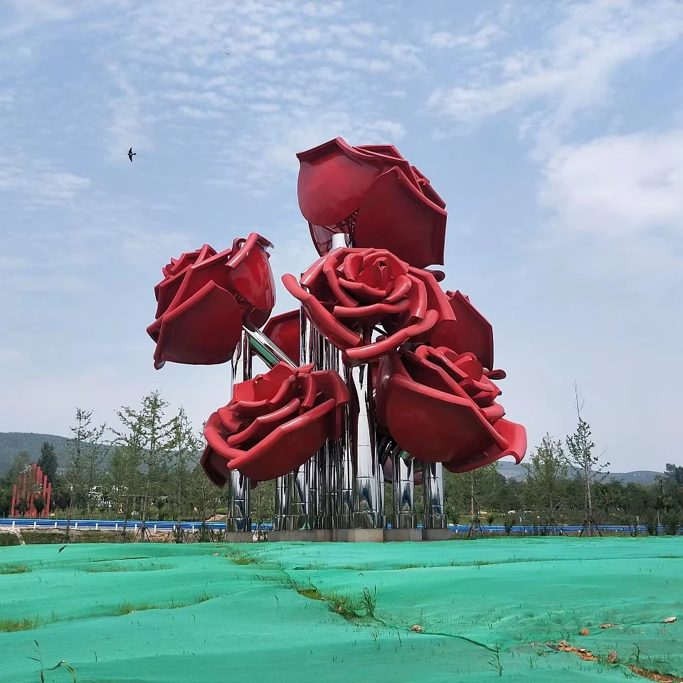 大型編組ワイヤー女性ステンレス鋼ホテルロビークラフトモダンな家の装飾花の彫刻