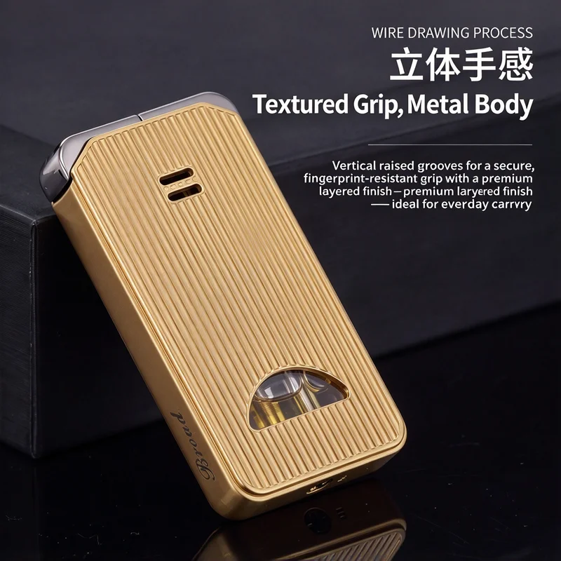 Retro vertical bar metal dual flame lighter, switchable between soft flame and windproof jet torch flame, unique smoking gift