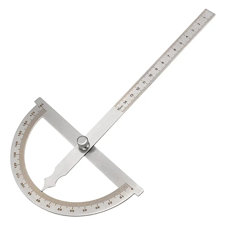 180 Degree Adjustable Protractor Stainless Steel Angle Gauge 0-100mm/14mm/15mm Round Head Caliper Measuring Ruler