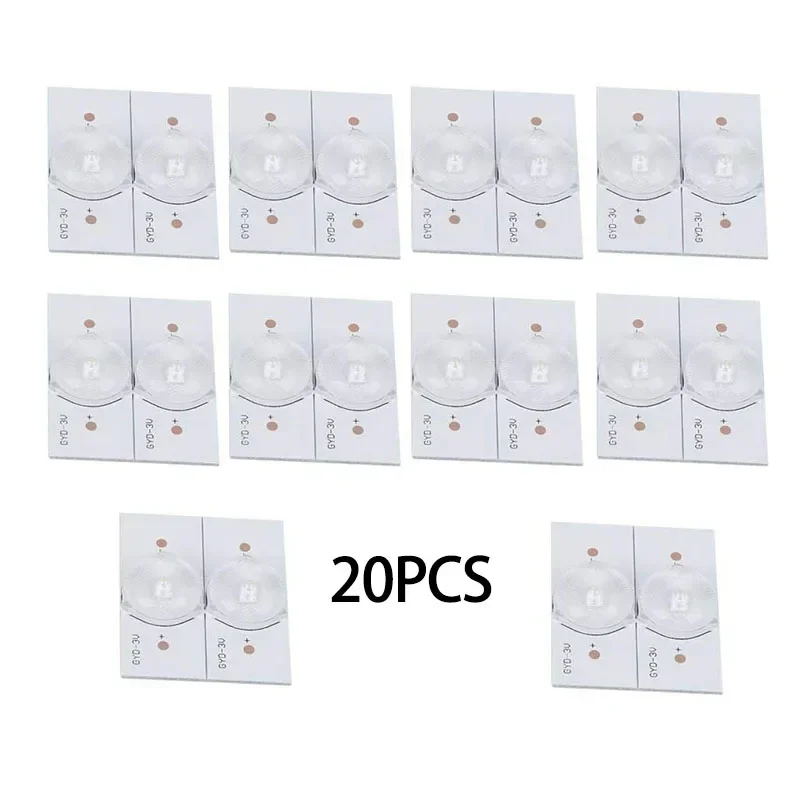 20pcs SMD LED Lens Board Lamp Beads with Fiberglass Lens 3V Cable for LED TV Repair