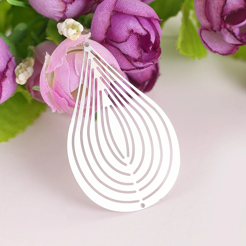 5PCS Mini Waterdrop Wind Spinner Flowing-Light Effect Stainless Steel Hanging Decor DIY Wind Chimes Part Pendant Jewelry Making