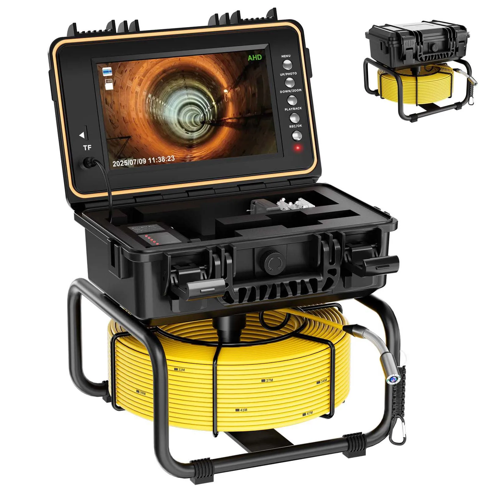 100ft 30M Sewer Camera 512Hz Self Leveling 1080P Endoscope Camera Video Plumbing Pipeline Drain Pipe Inspection Camera