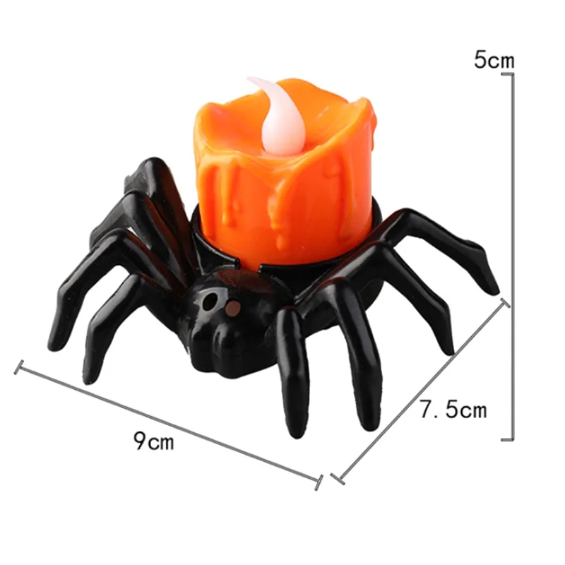 12 PCS Halloween Tea Lights Candles, Halloween Spider Tealights Spooky Electric Flickering Candles for Halloween