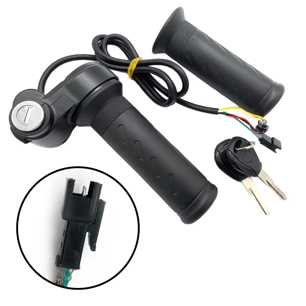 

1 пара проводов, регулятор скорости дроссельной заслонки с ручкой для электрических велосипедов, подходит для замены или модернизации скутеров и трехколесных велосипедов