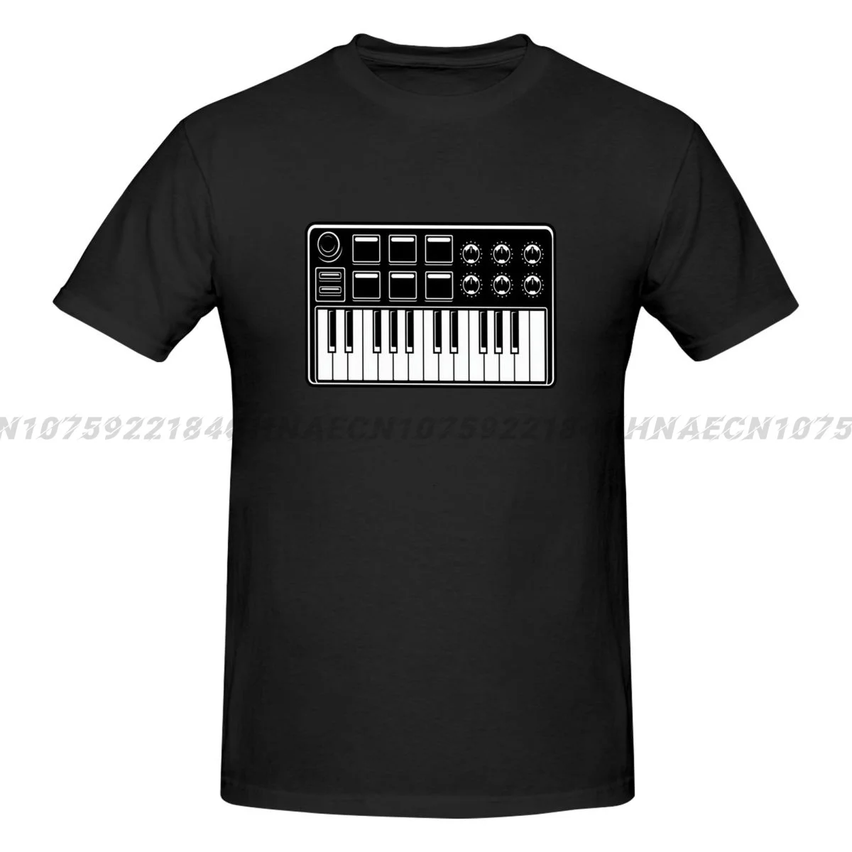 Black And White Synthesizer Electronic Musician Vintage T Shirt Cotton Tshirt Fashion Retro T-shirt Streetwear