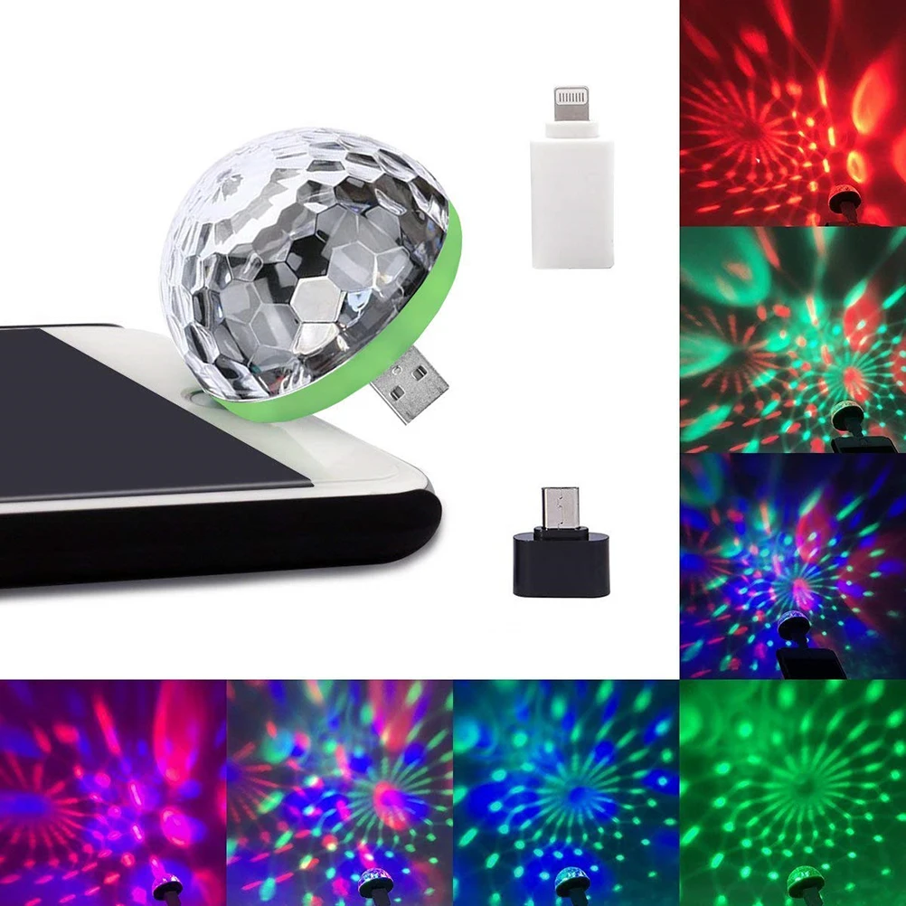 LED Light Bright USB Disco Stage Ball Light Lights DJ Stage Karaoke Rotating Sound Effect