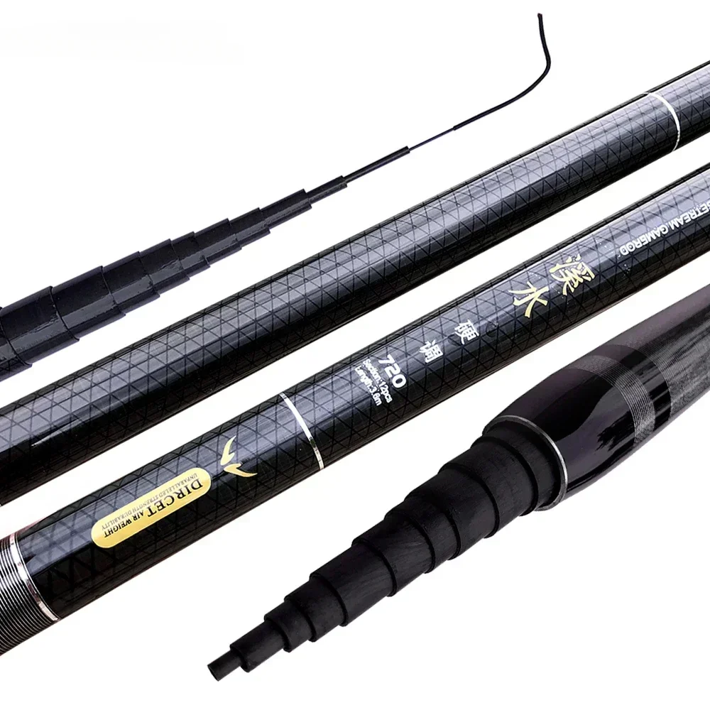 Ultralight Super Hard 3.6/4.5/5.4/6.3/7.2 Meters Stream Hand Pole Carbon Fiber Casting Telescopic Fishing Rods Fishing Tackle