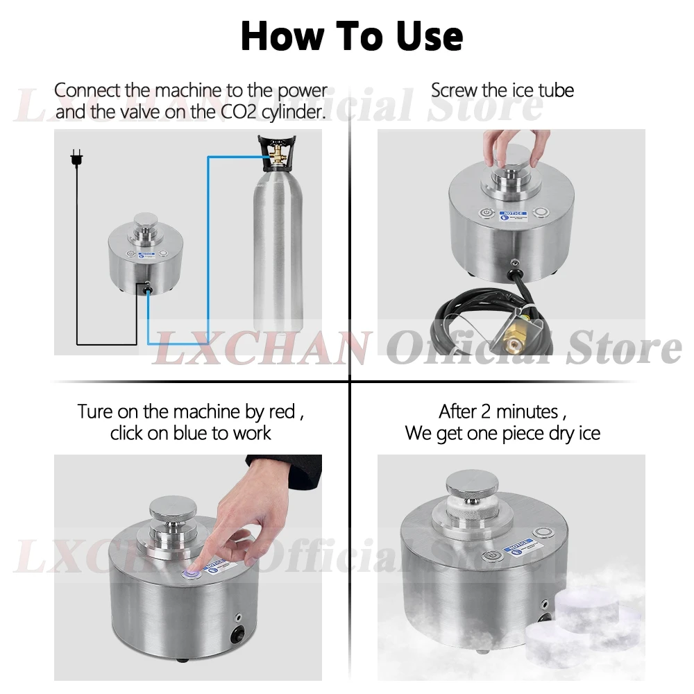 LXCHAN Dry Ice Maker 1 Pcs 86s/18s Fast Dry Ice Make Machine Dry Ice with 2 Size 1.8lbs Co2 Get 0.41lbs Dry Ice for Kitchen Bar