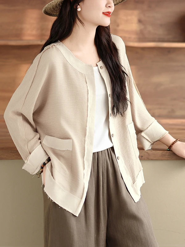 

Summer Vintage Irregular Thin Casual Versatile Loose plus Size Shirt Breathable Long Sleeve Polyester Fibre Women's Shirt