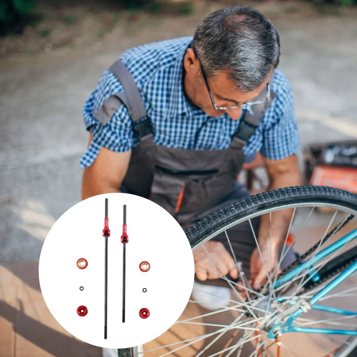 

Quick Release Skewer Set Steel Front Rear Bike Quick Release Skewers for Mountain Road Bicycle Fast Dismantle Repair Kit