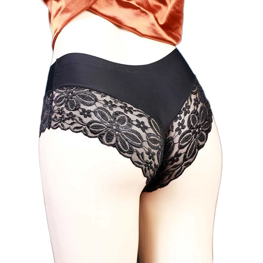 Smooth Comfortable Men Sheer Lace Thong Underwear Lingerie Ice Silk Bugle Pouch Briefs Shorts Man's Underpants