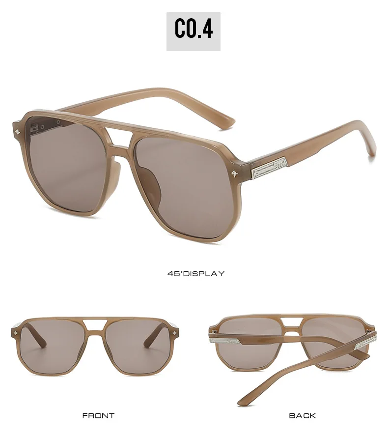 2026 Piloten-Sonnenbrille für Herren und Damen, Unisex, getönte Gläser, Doppelsteg, modische Sonnenbrille mit Metallverzierung, Y2K-Stil – Detail 10